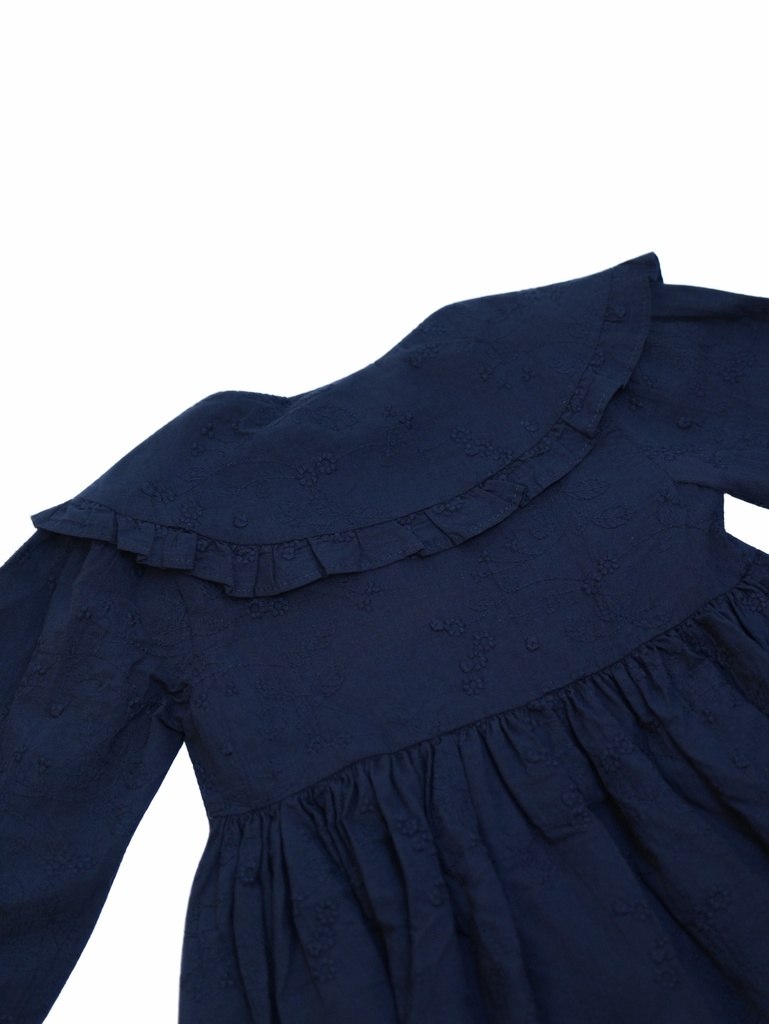 25625 BRODE YAKALI ELBISE LACIVERT