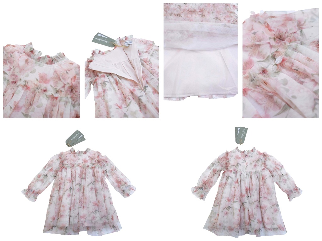 25519 TUL GUL DESENLI ELBISE