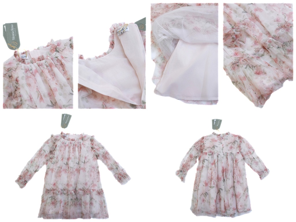 25619 TUL GUL DESENLI ELBISE