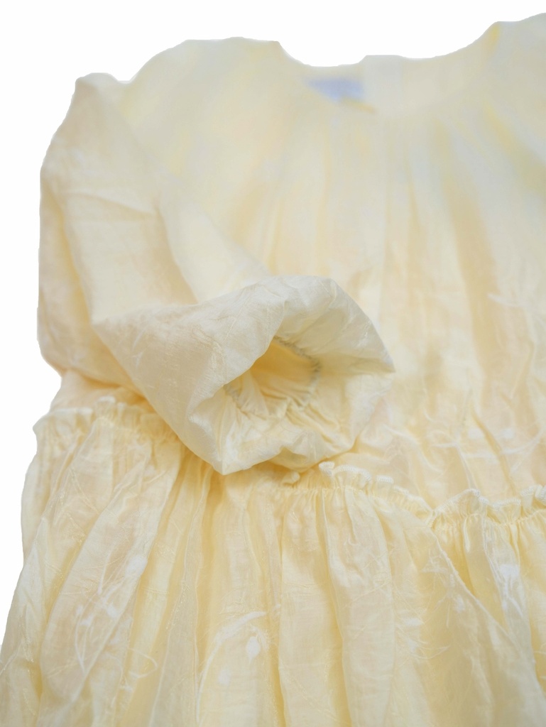 25621 FLOCK BASKILI SIMLI ELBISE EKRU