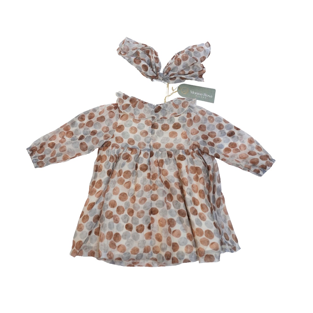 25513 PUANTIYE DESENLI TOKALI TENCEL ELBISE