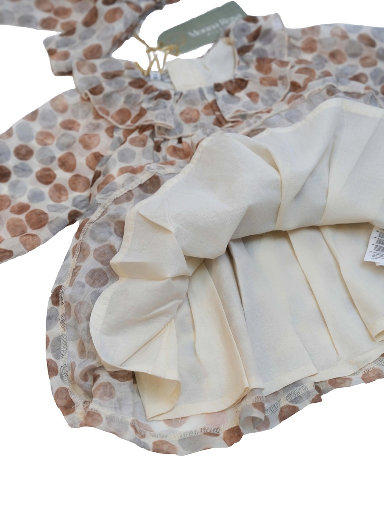 25513 PUANTIYE DESENLI TOKALI TENCEL ELBISE