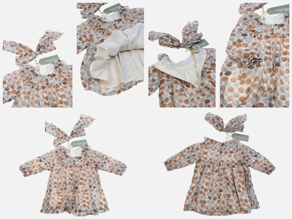 25513 PUANTIYE DESENLI TOKALI TENCEL ELBISE