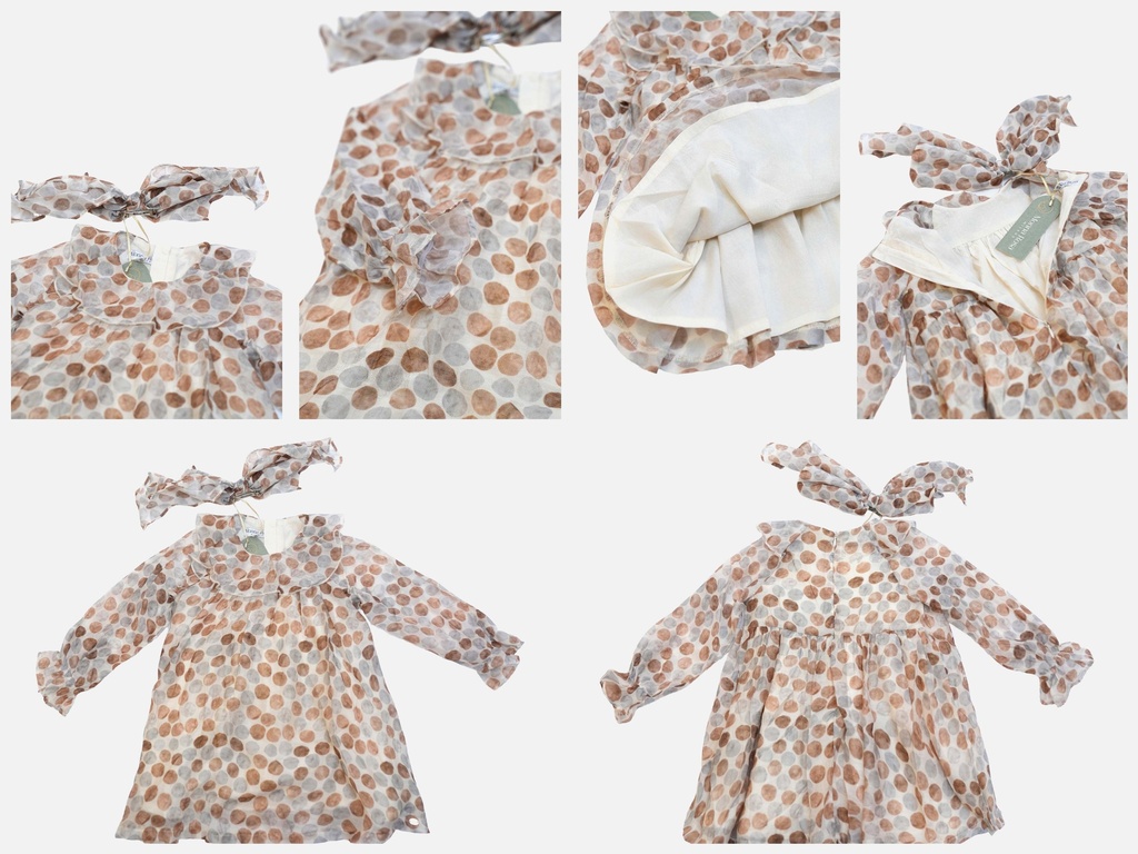 25613 PUANTIYE DESENLI TOKALI TENCEL ELBISE