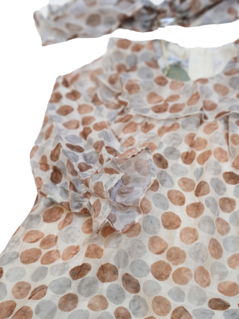 25613 PUANTIYE DESENLI TOKALI TENCEL ELBISE