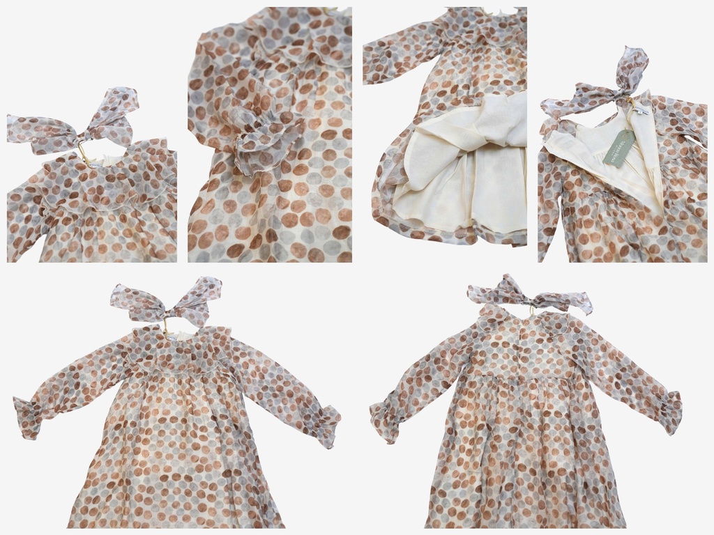 25713 PUANTIYE DESENLI TOKALI TENCEL ELBISE