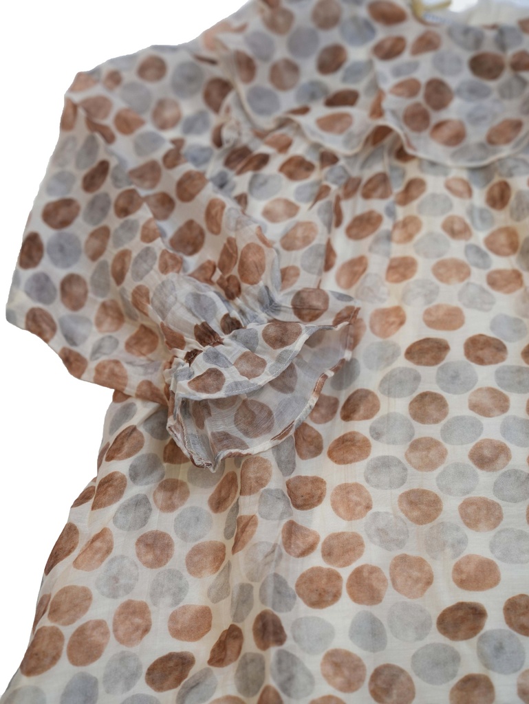 25713 PUANTIYE DESENLI TOKALI TENCEL ELBISE