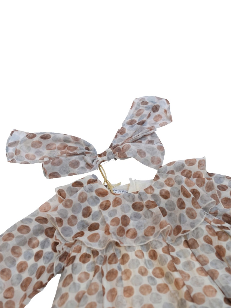 25713 PUANTIYE DESENLI TOKALI TENCEL ELBISE