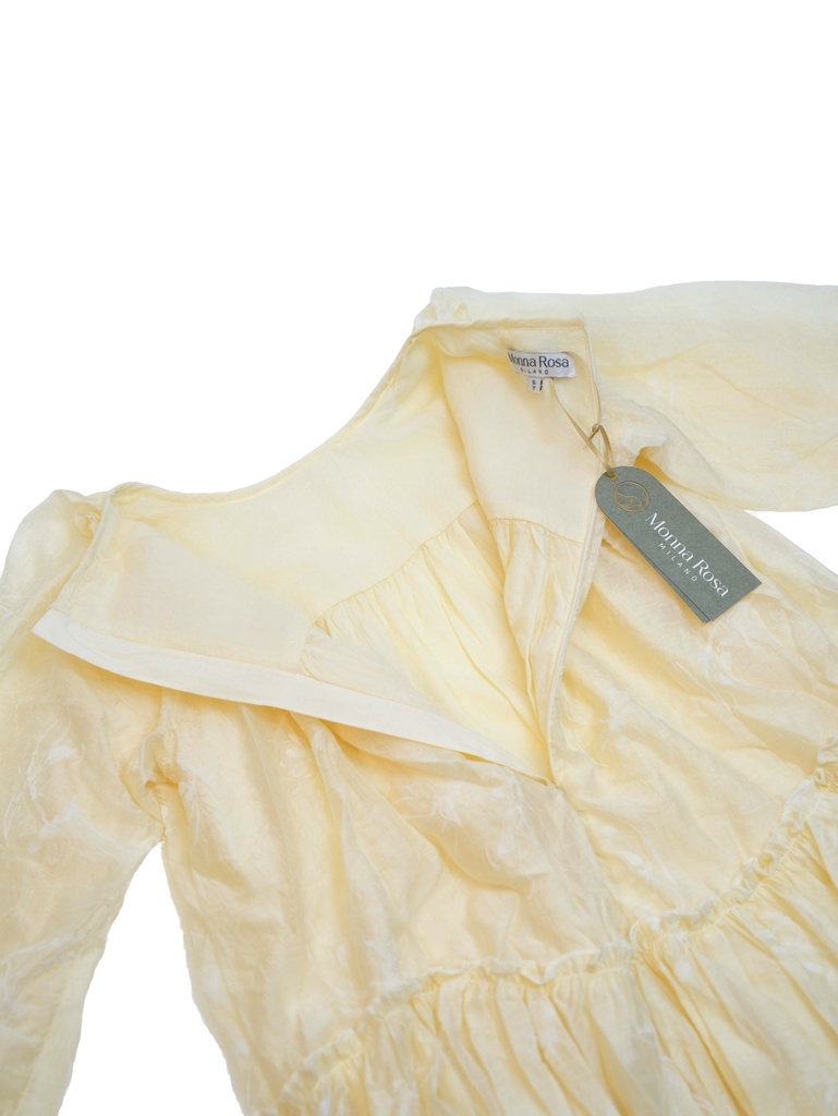 25721 FLOCK BASKILI SIMLI ELBISE EKRU