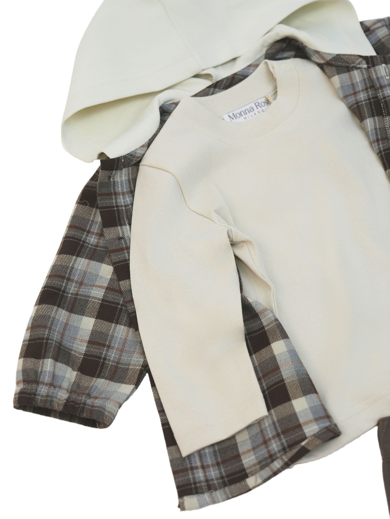 25532 ERKEK EKOSE GÖMLEKLİ 3'LÜ TAKIM BEJ