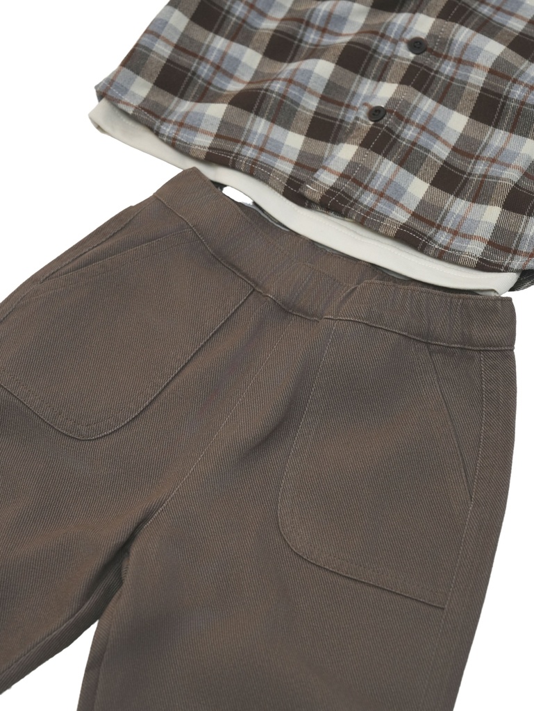 25532 ERKEK EKOSE GÖMLEKLİ 3'LÜ TAKIM BEJ