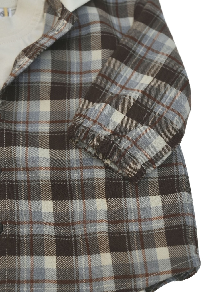 25532 ERKEK EKOSE GÖMLEKLİ 3'LÜ TAKIM BEJ