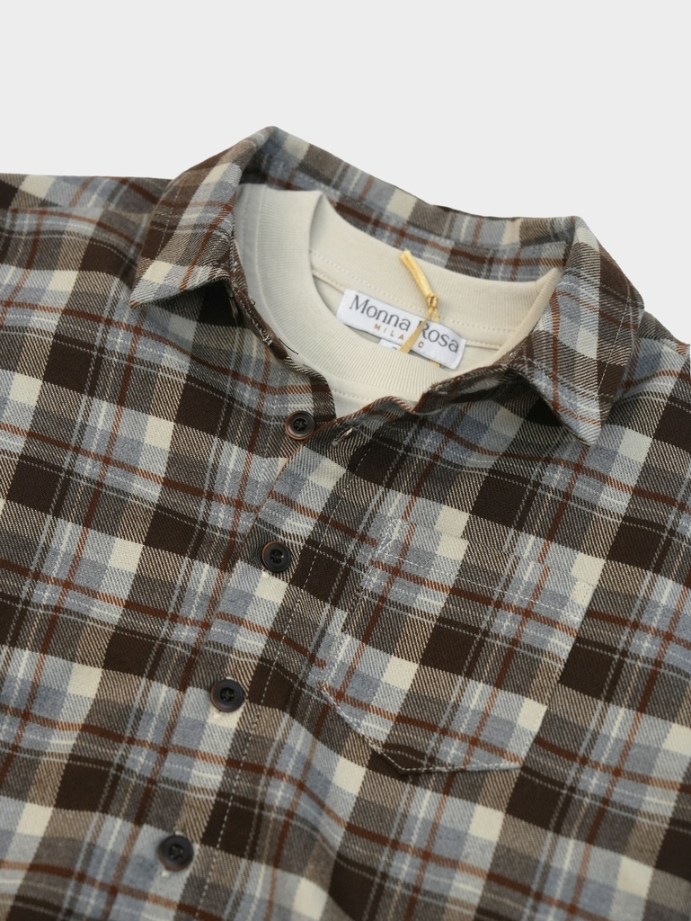 25632 ERKEK EKOSE GÖMLEKLİ 3'LÜ TAKIM BEJ