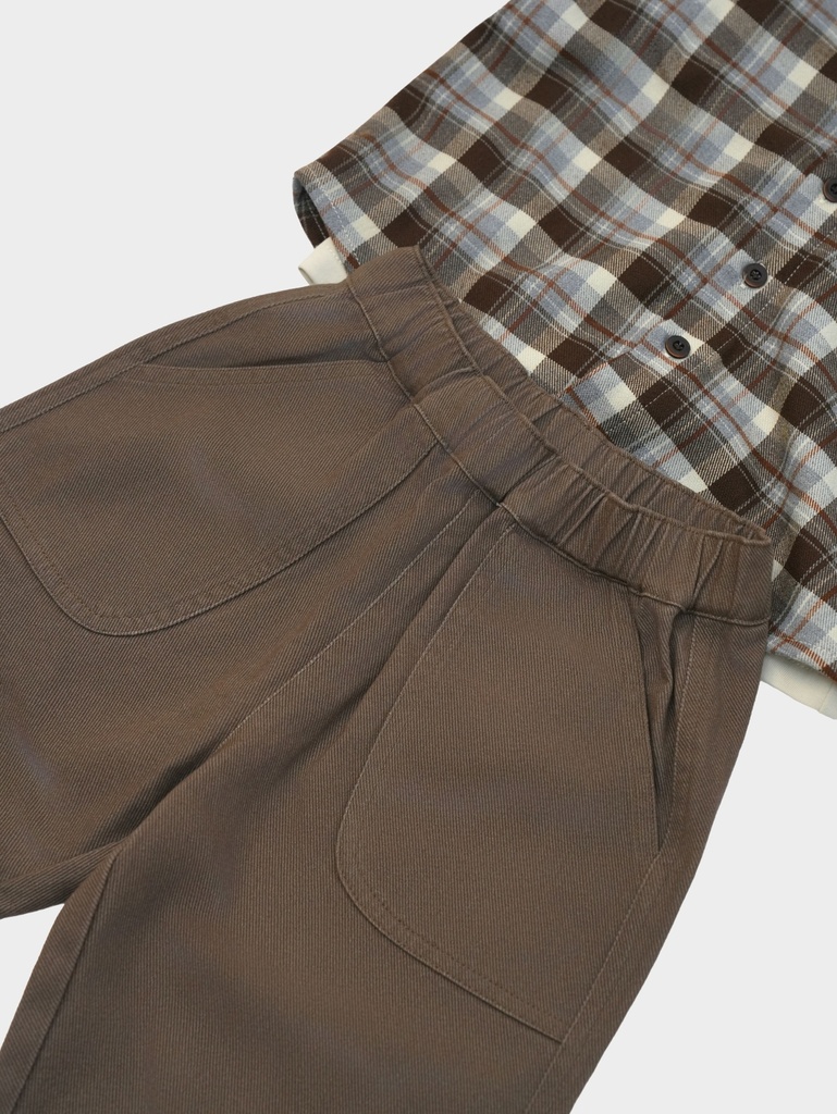 25632 ERKEK EKOSE GÖMLEKLİ 3'LÜ TAKIM BEJ