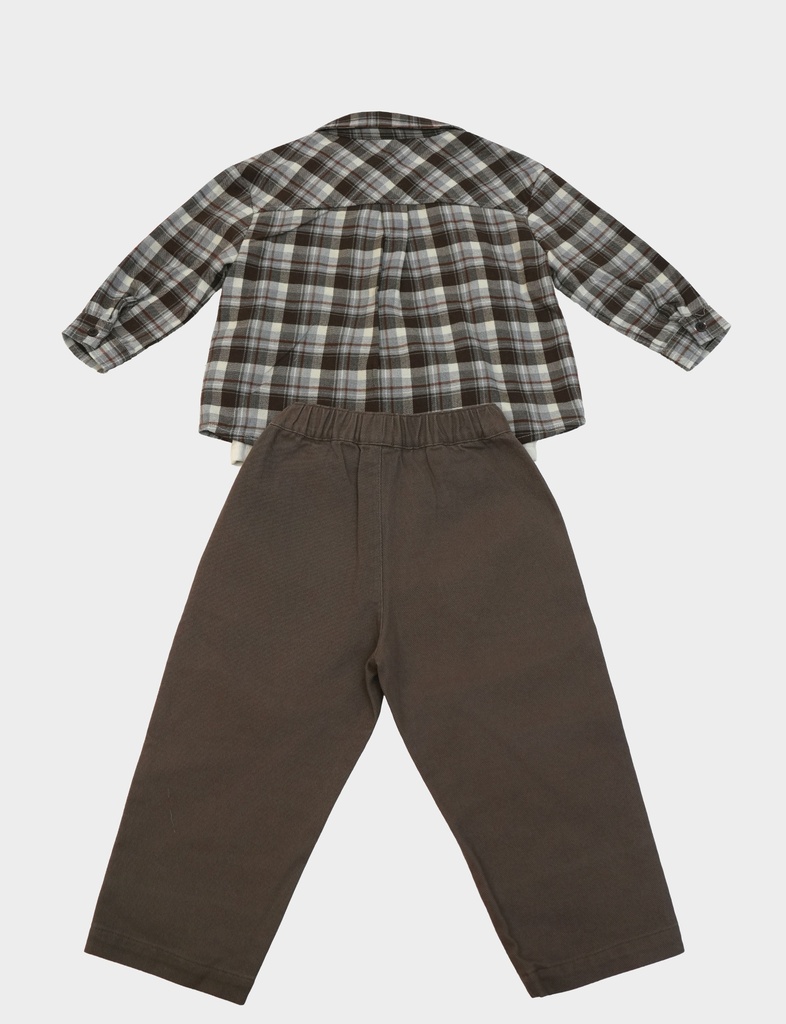 25632 ERKEK EKOSE GÖMLEKLİ 3'LÜ TAKIM BEJ