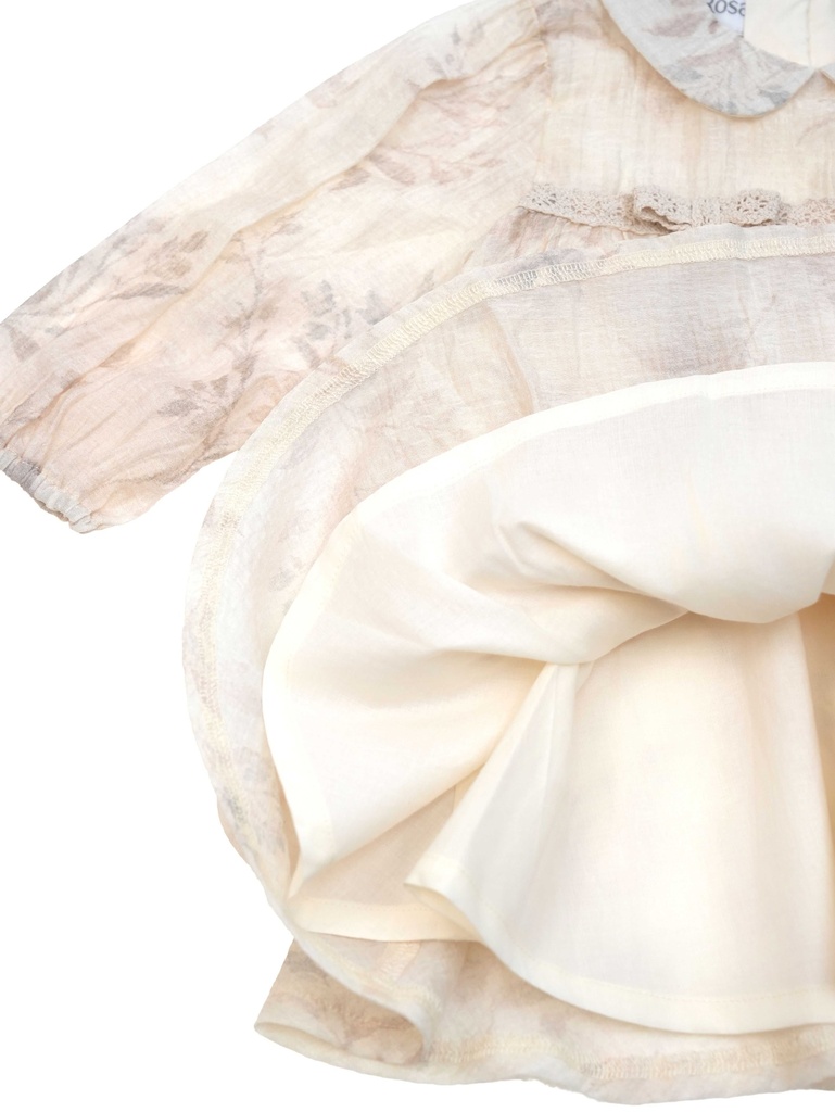 26006 BEBE YAKA DANTELLİ ELBİSE DESENLİ