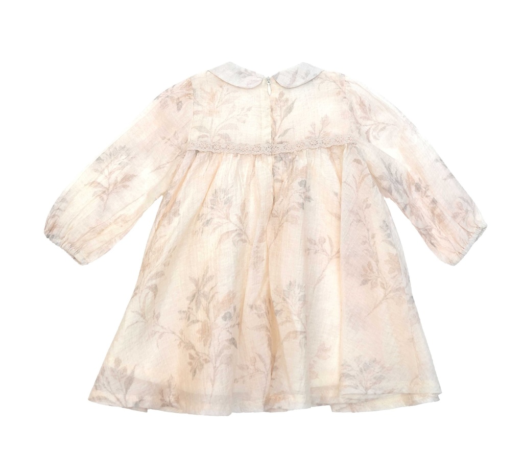 26006 BEBE YAKA DANTELLİ ELBİSE DESENLİ