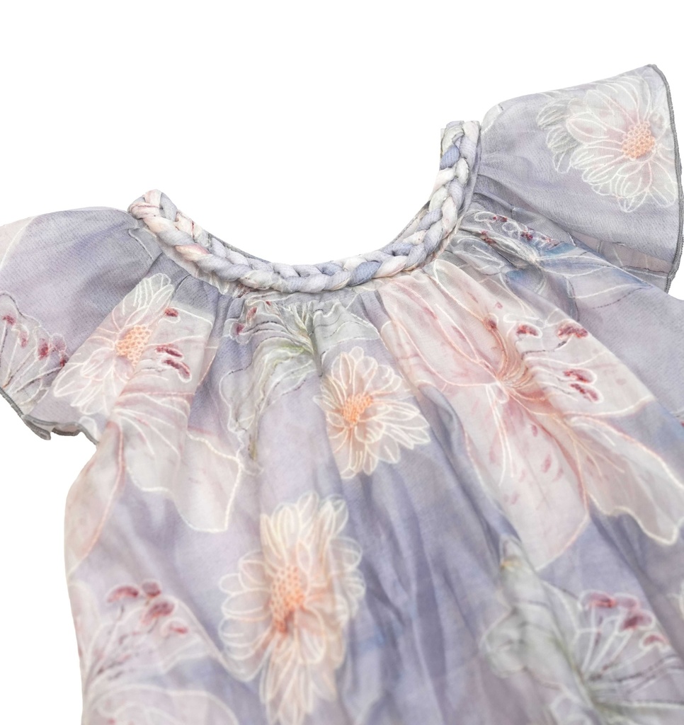 26111 ÖRGÜ YAKA ÇİÇEKLİ ELBİSE DESENLİ