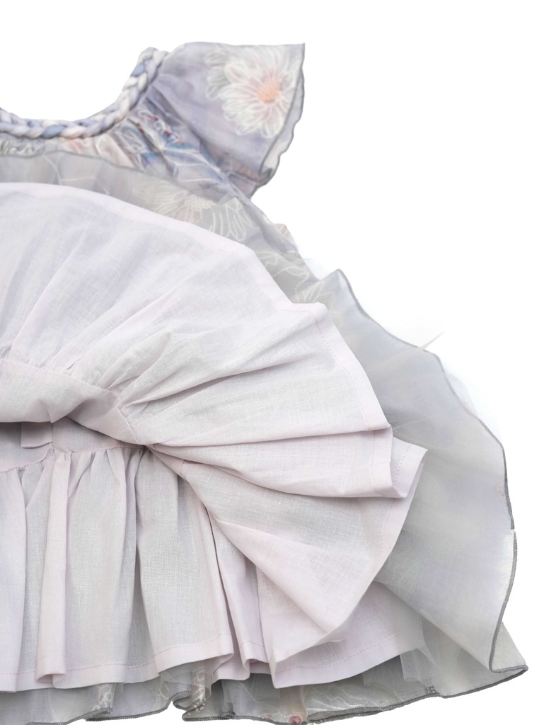 26111 ÖRGÜ YAKA ÇİÇEKLİ ELBİSE DESENLİ