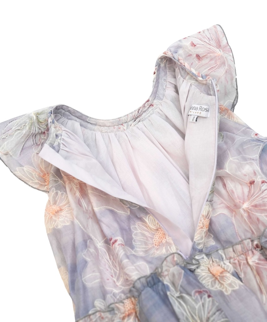 26111 ÖRGÜ YAKA ÇİÇEKLİ ELBİSE DESENLİ