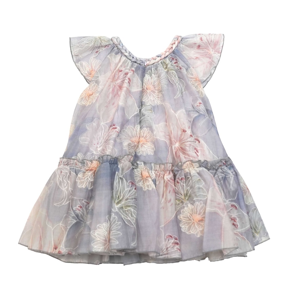 26111 ÖRGÜ YAKA ÇİÇEKLİ ELBİSE DESENLİ