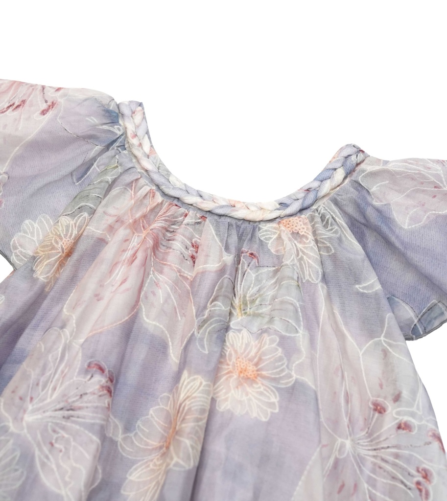 26211 ÖRGÜ YAKA ÇİÇEKLİ ELBİSE DESENLİ