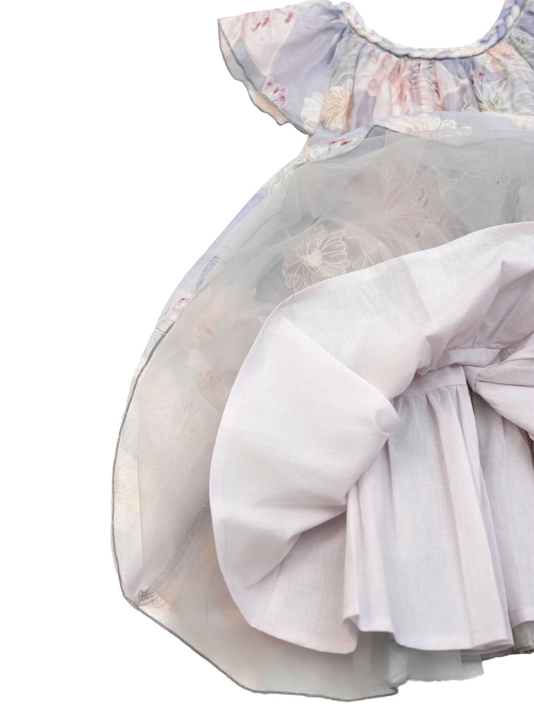 26211 ÖRGÜ YAKA ÇİÇEKLİ ELBİSE DESENLİ