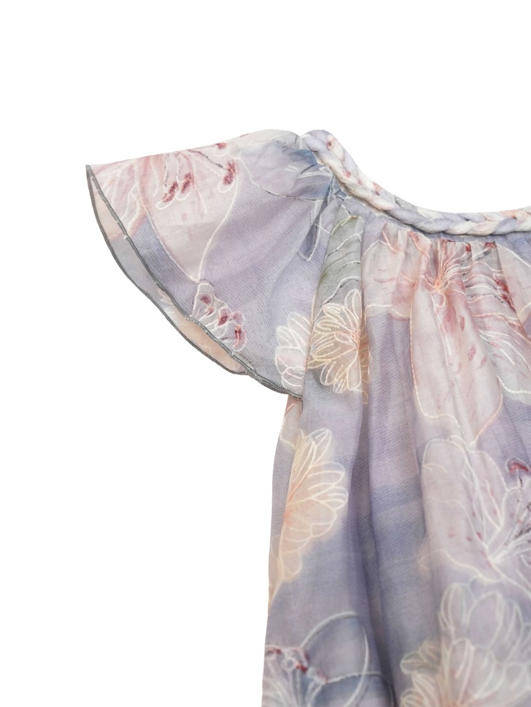 26211 ÖRGÜ YAKA ÇİÇEKLİ ELBİSE DESENLİ