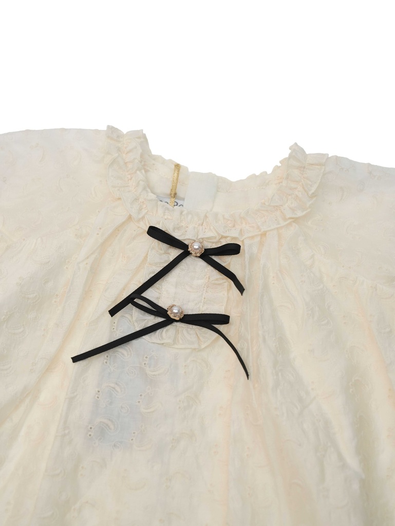 26112 FİYONK DETAYLI BRODE ELBİSE DESENLİ