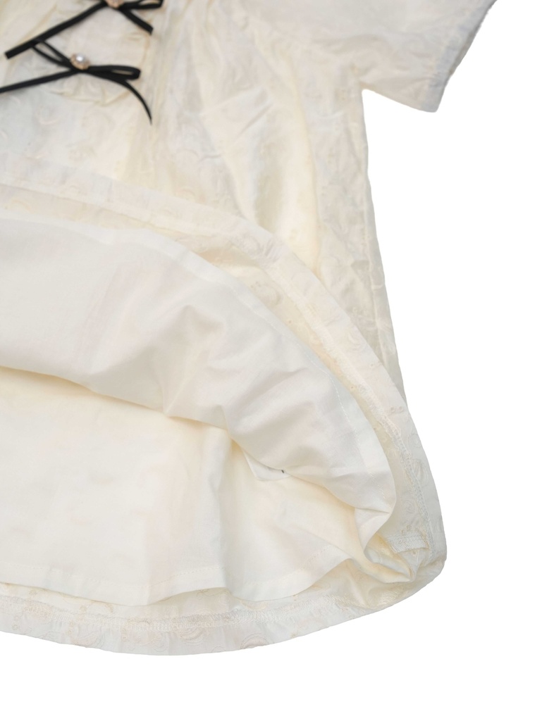 26112 FİYONK DETAYLI BRODE ELBİSE DESENLİ