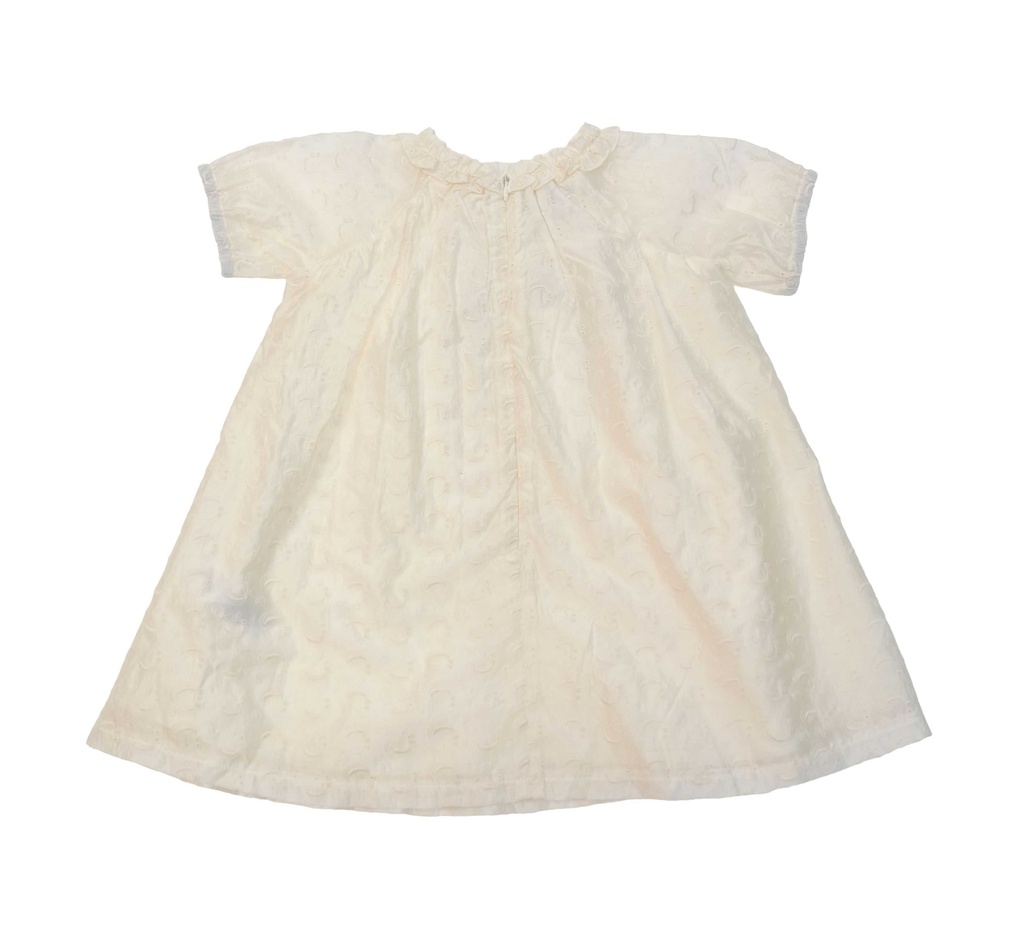 26112 FİYONK DETAYLI BRODE ELBİSE DESENLİ