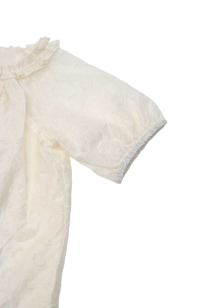 26212 FİYONK DETAYLI BRODE ELBİSE EKRU