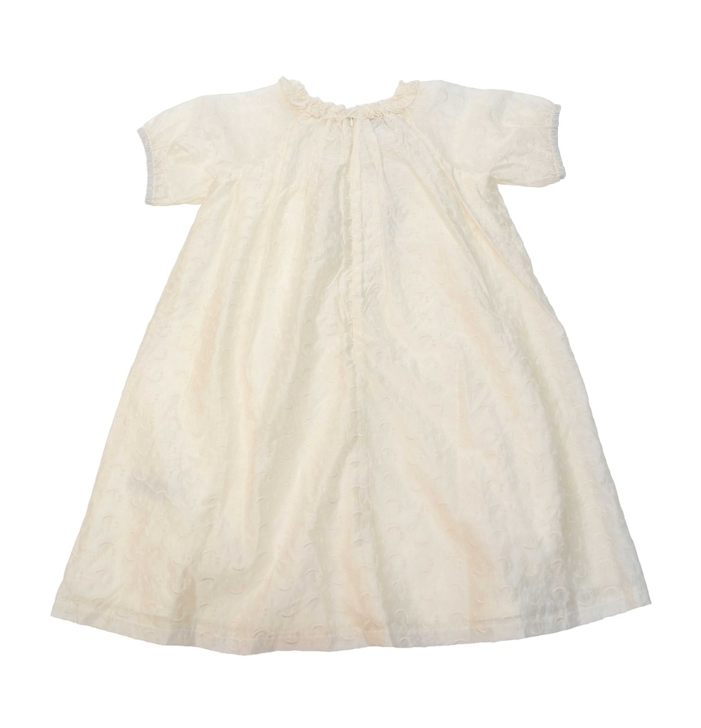 26212 FİYONK DETAYLI BRODE ELBİSE EKRU