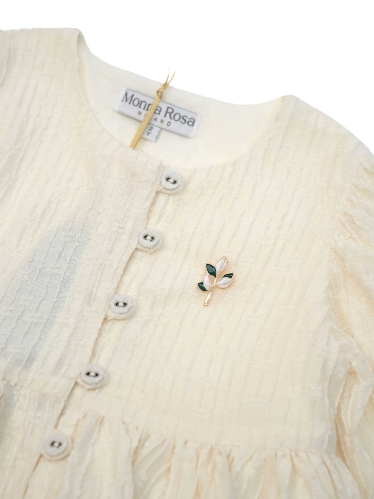 26118 ÖNÜ DÜĞMELİ ELBİSE EKRU