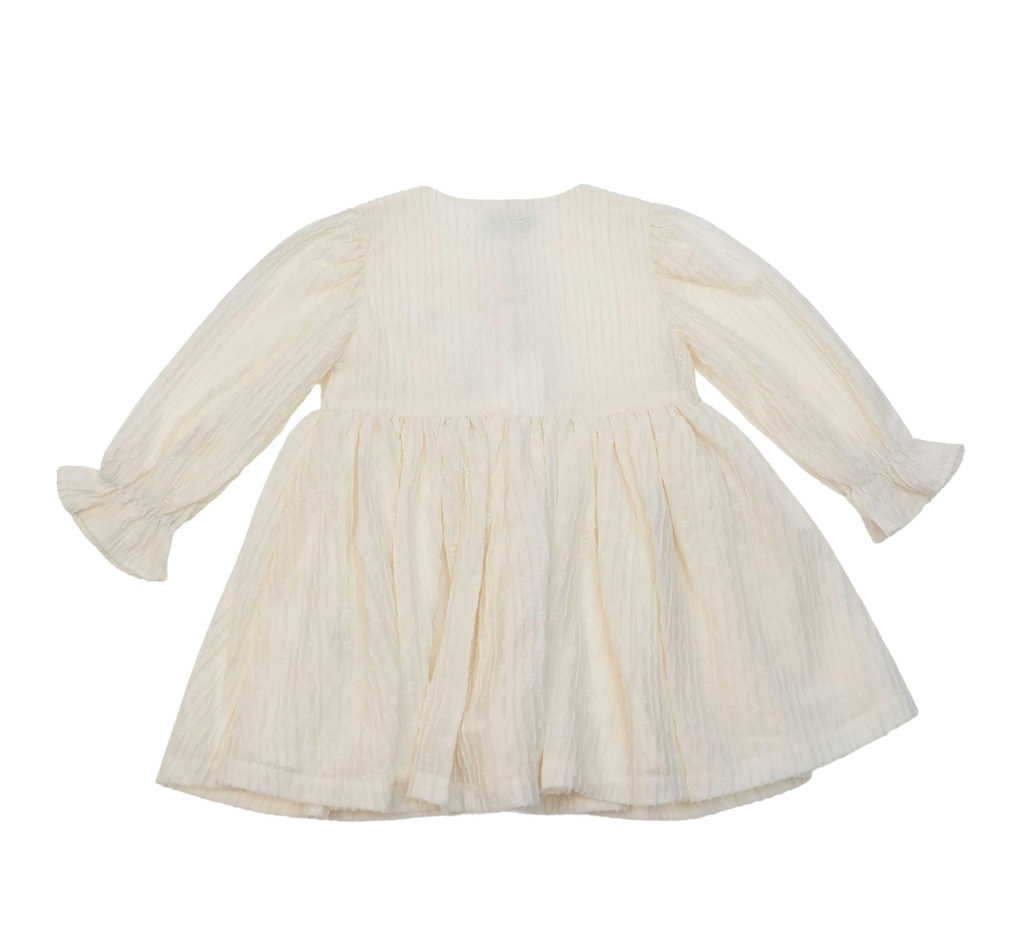 26118 ÖNÜ DÜĞMELİ ELBİSE EKRU