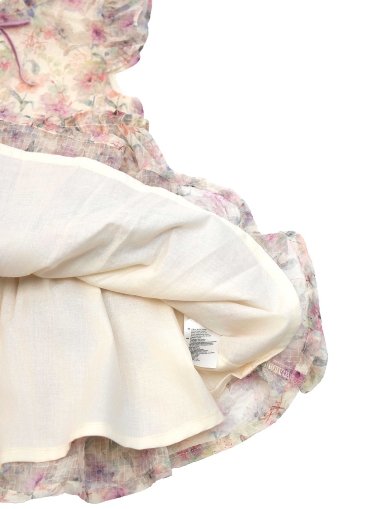 26119 PEMBE ÇİÇEKLİ ELBİSE DESENLİ