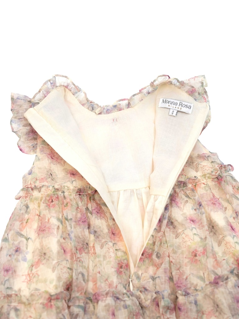 26119 PEMBE ÇİÇEKLİ ELBİSE DESENLİ