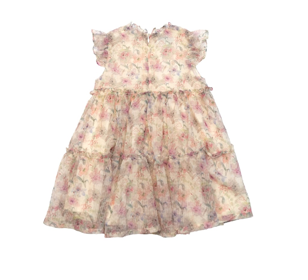 26119 PEMBE ÇİÇEKLİ ELBİSE DESENLİ