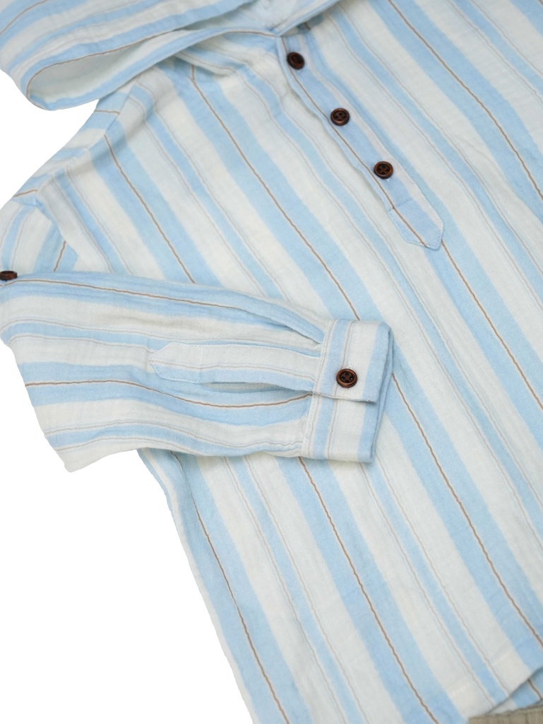 26123 ERKEK ERKEK KAPŞONLU GÖMLEKLİ PANTOLON 2'Lİ TAKIM BEJ