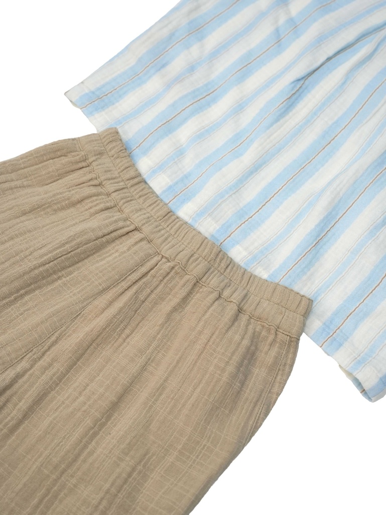 26123 ERKEK ERKEK KAPŞONLU GÖMLEKLİ PANTOLON 2'Lİ TAKIM BEJ