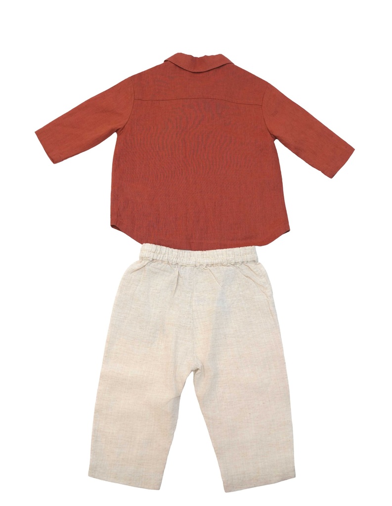 26024 ERKEK KETEN GÖMLEK PANTOLON 2'Lİ TAKIM TURUNCU