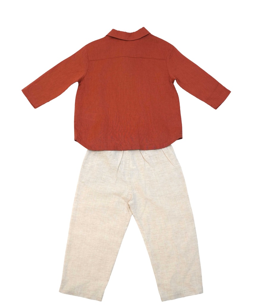 26124 ERKEK KETEN GÖMLEK PANTOLON 2'Lİ TAKIM TURUNCU