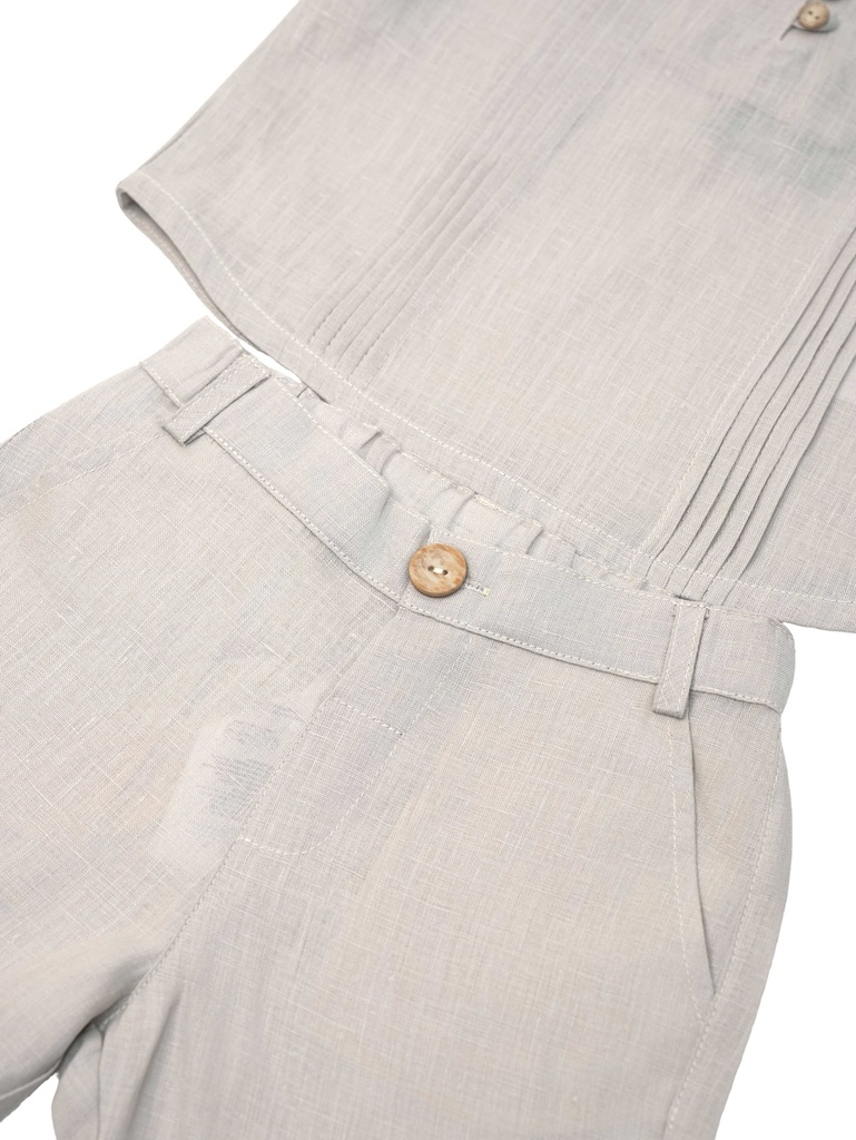 26025 ERKEK GÖMLEK ŞORT 2'Lİ TAKIM BEJ