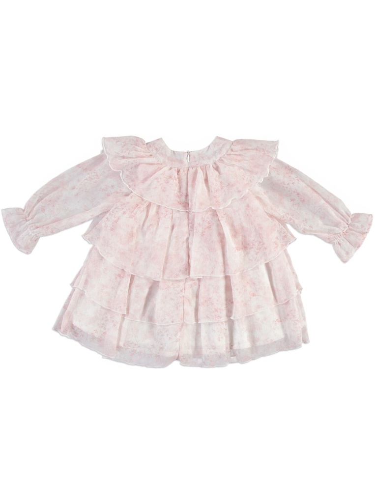 25617 TENCEL COK KATLI ELBISE PEMBE
