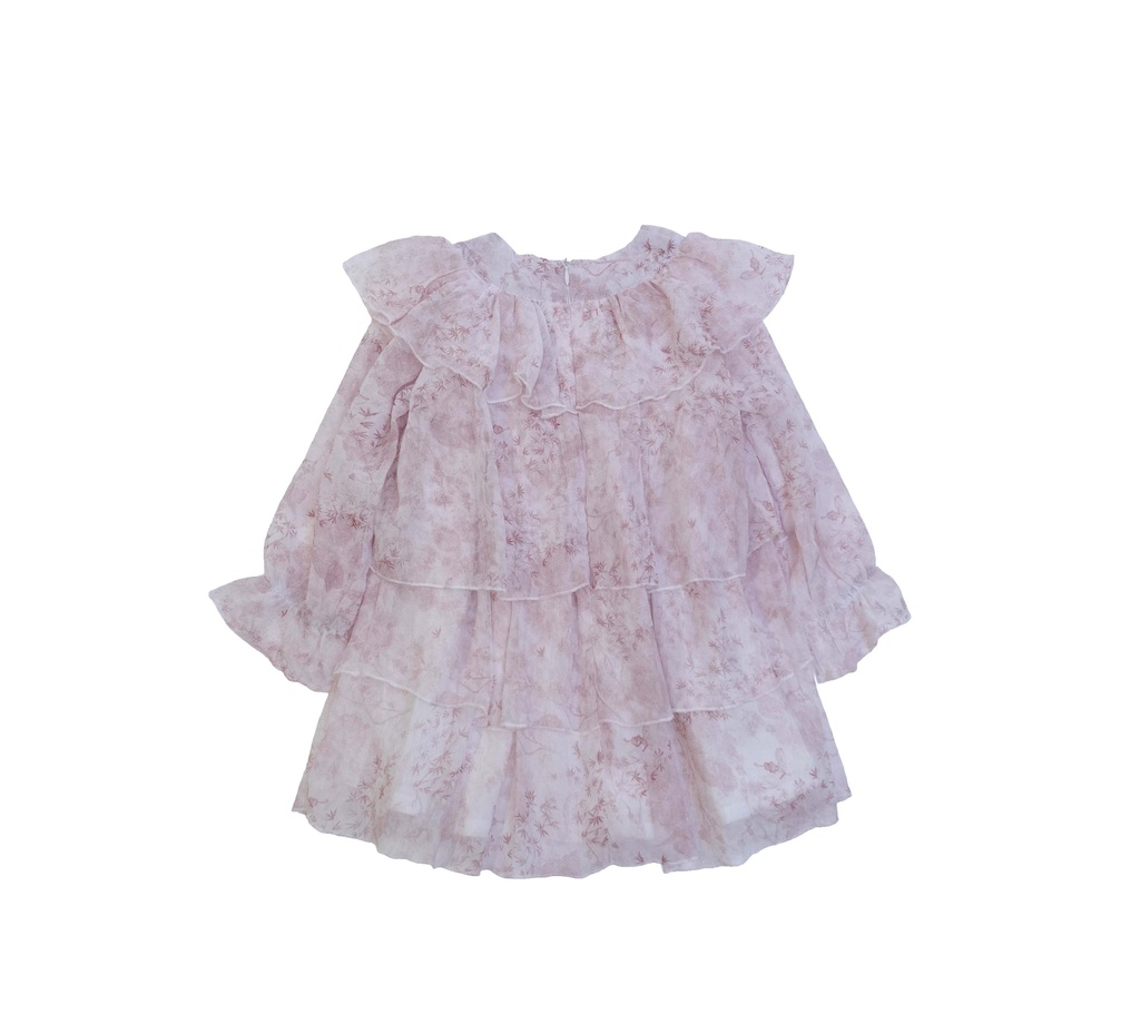 25617 TENCEL COK KATLI ELBISE PEMBE