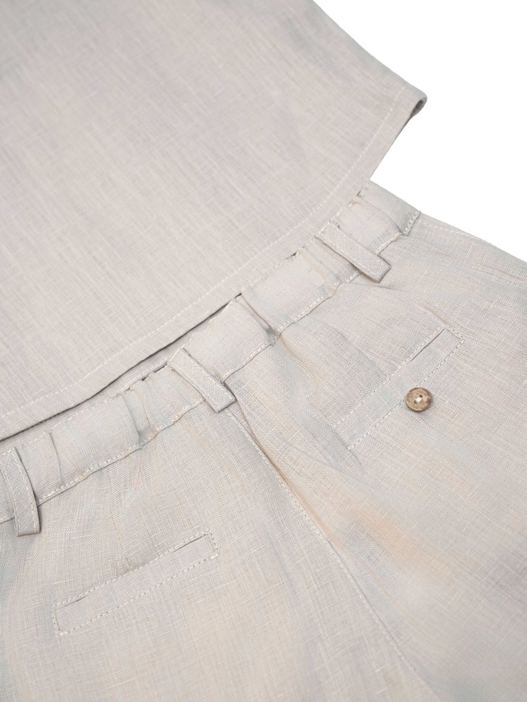 26025 ERKEK GÖMLEK ŞORT 2'Lİ TAKIM BEJ