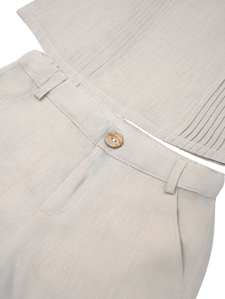 26125 ERKEK GÖMLEK ŞORT 2'Lİ TAKIM BEJ