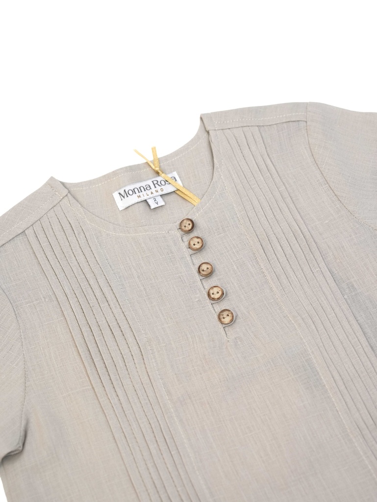 26125 ERKEK GÖMLEK ŞORT 2'Lİ TAKIM BEJ