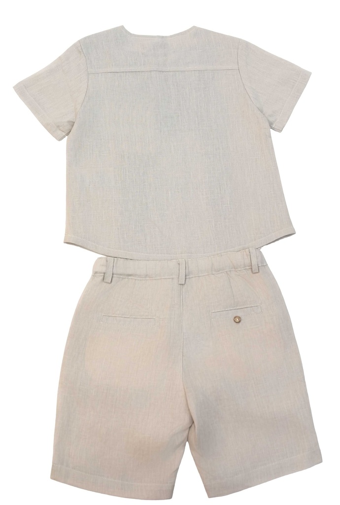 26125 ERKEK GÖMLEK ŞORT 2'Lİ TAKIM BEJ