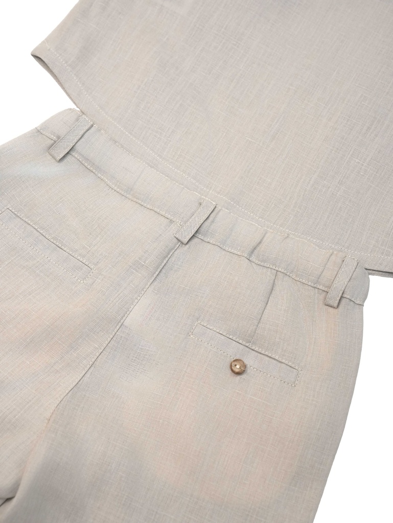 26125 ERKEK GÖMLEK ŞORT 2'Lİ TAKIM BEJ